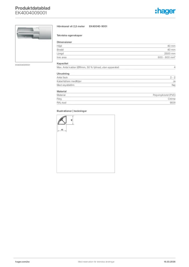 Bild Hager Produktdatablad EK4004009001 | Hager Sverige