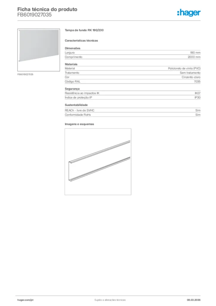 Imagem Hager Ficha técnica do produto FB6019027035 | Hager Portugal