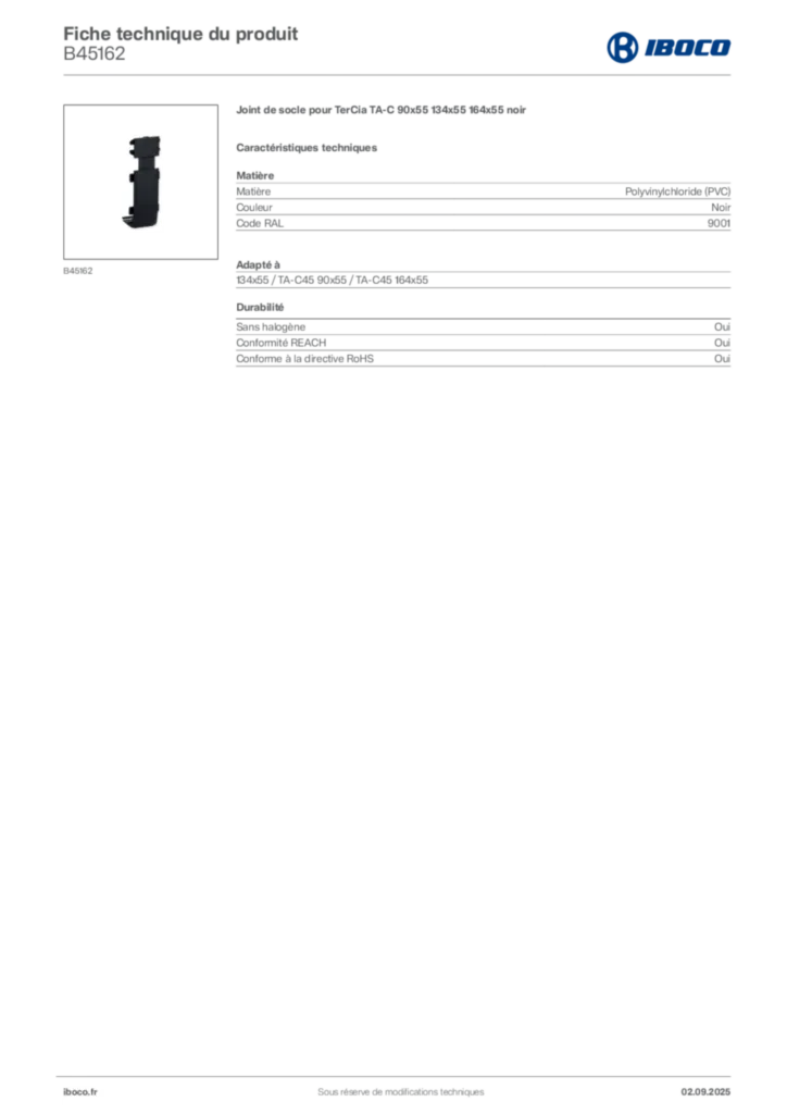 Image Iboco Fiche technique du produit B45162 | Hager France
