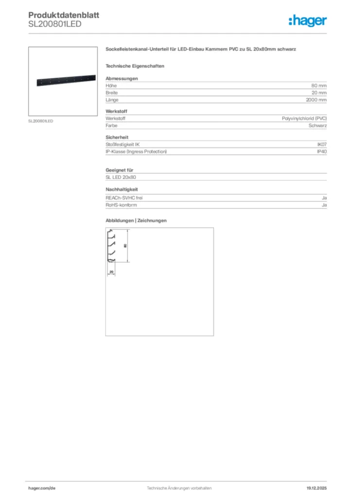 Bild Hager Produktdatenblatt SL200801LED | Hager Deutschland