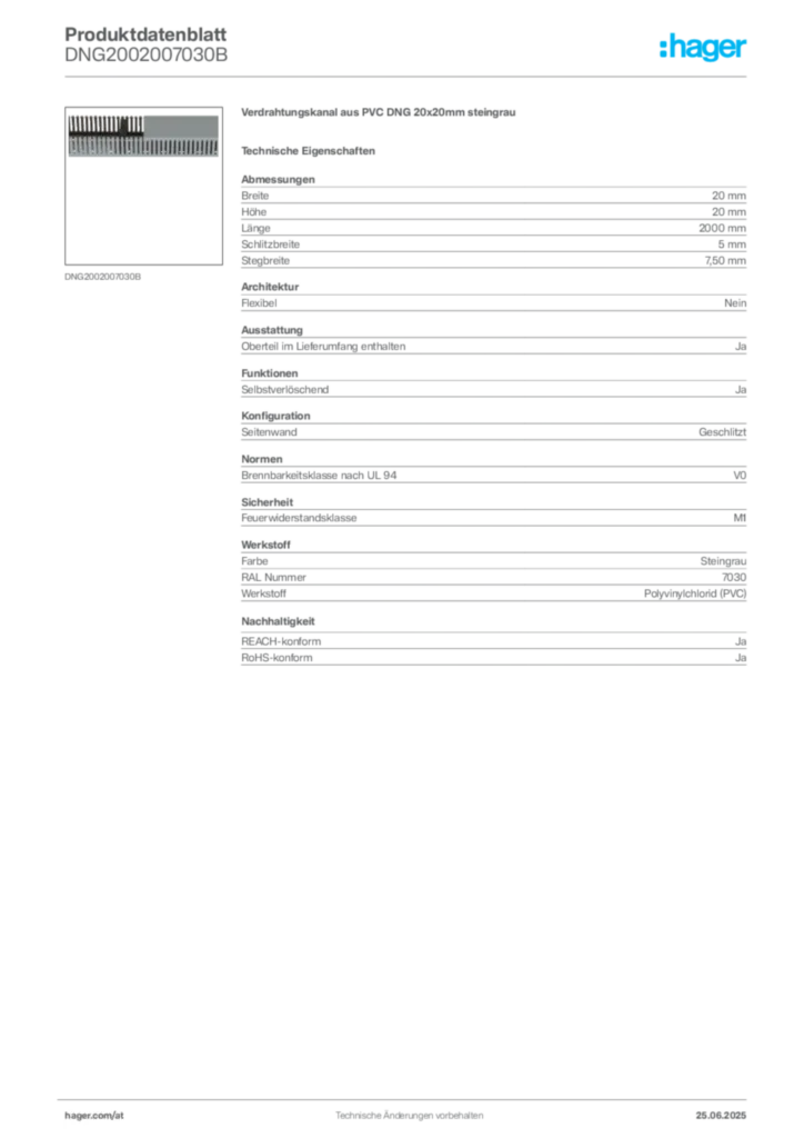 Bild Hager Produktdatenblatt DNG2002007030B | Hager Deutschland