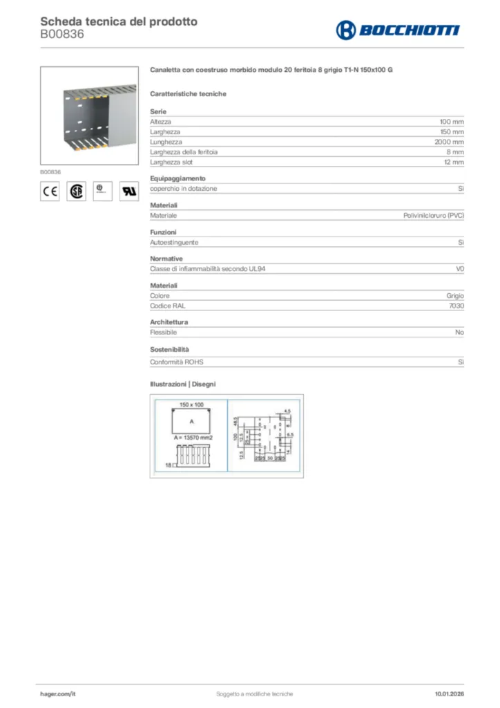 Immagine Bocchiotti Scheda tecnica del prodotto B00836 | Hager Italia