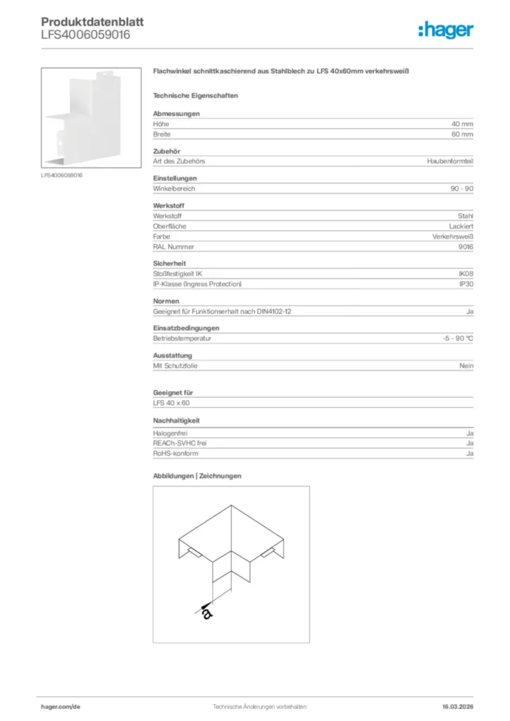Bild Hager Produktdatenblatt LFS4006059016 | Hager Deutschland