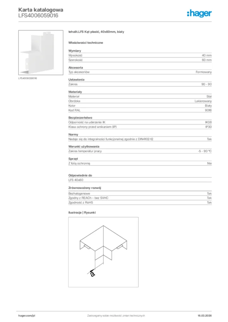 Zdjęcie Hager Karta katalogowa LFS4006059016 | Hager Polska