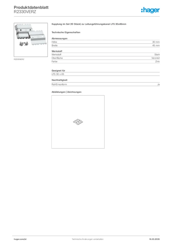 Bild Hager Produktdatenblatt R2330VERZ | Hager Deutschland