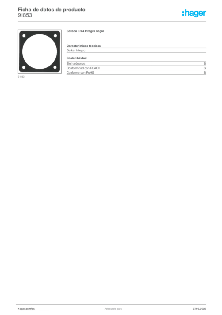 Imagen Hager Ficha de datos de producto 91853 | Hager España