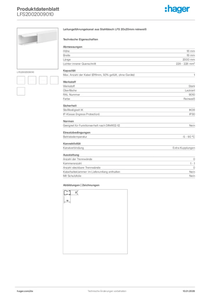 Bild Hager Produktdatenblatt LFS2002009010 | Hager Deutschland