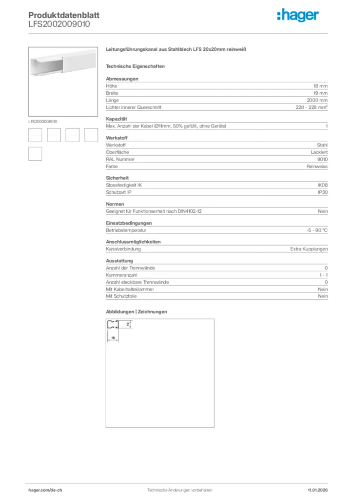 Bild Hager Produktdatenblatt LFS2002009010 | Hager Schweiz