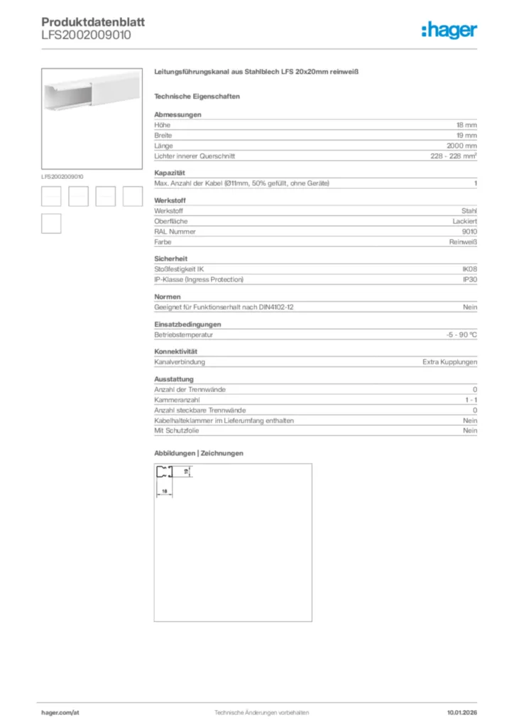 Bild Hager Produktdatenblatt LFS2002009010 | Hager Deutschland