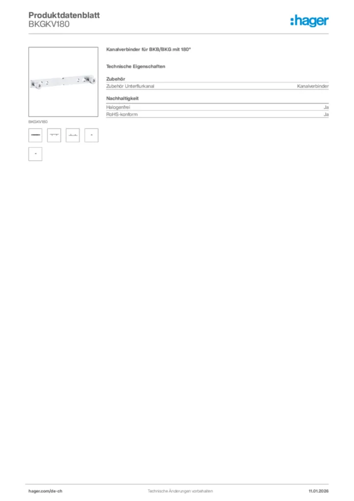 Bild Hager Produktdatenblatt BKGKV180 | Hager Schweiz