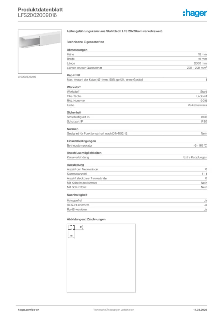 Bild Hager Produktdatenblatt LFS2002009016 | Hager Schweiz