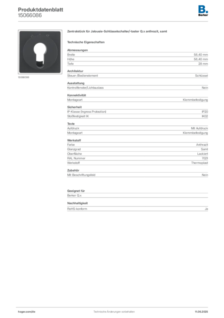 Bild Berker Produktdatenblatt 15066086 | Hager Deutschland