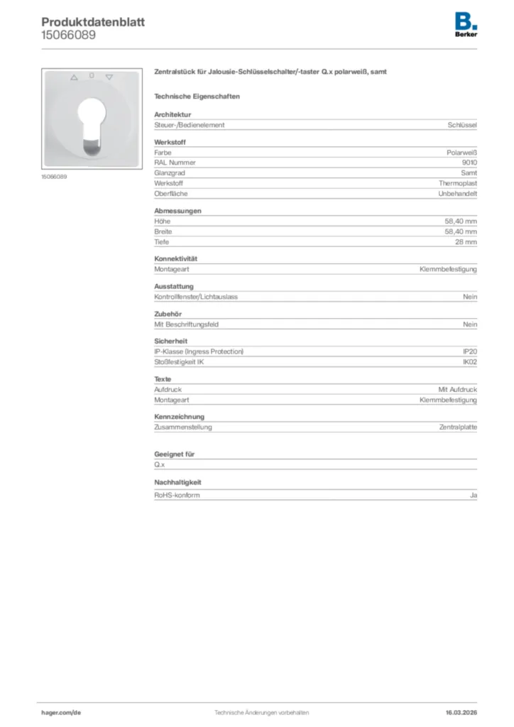 Bild Berker Produktdatenblatt 15066089 | Hager Deutschland