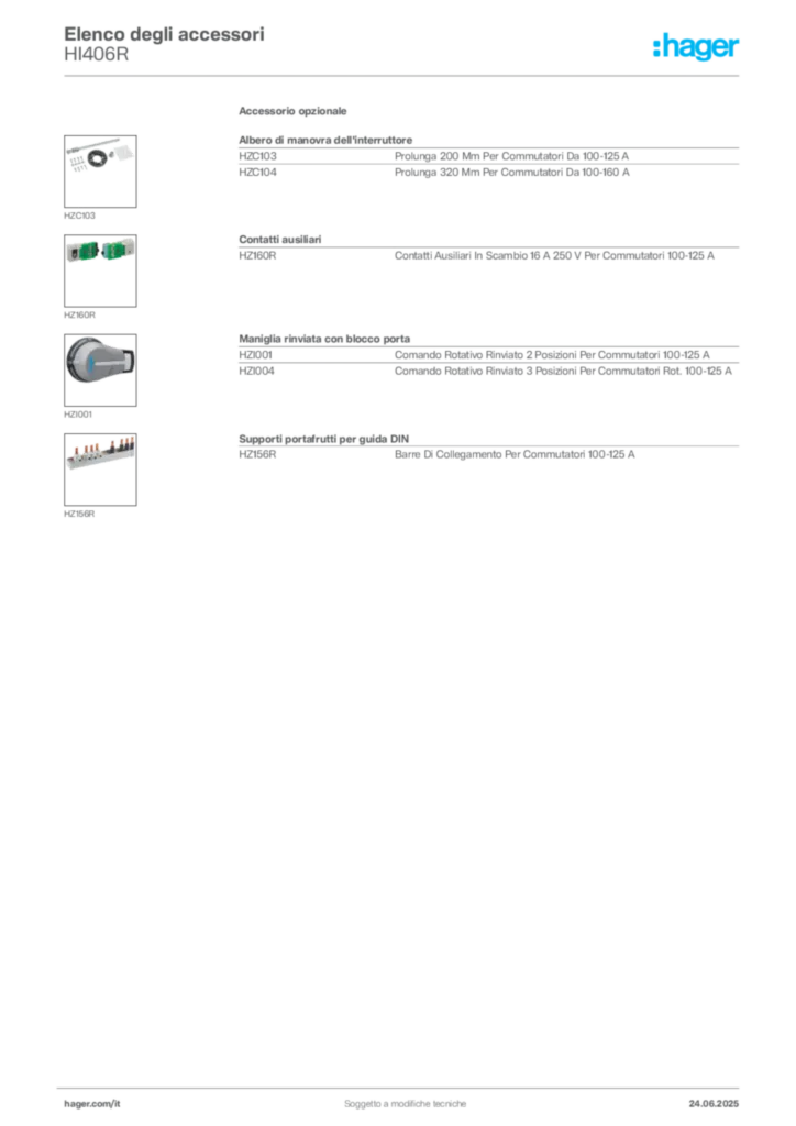 Immagine Hager Scheda tecnica del prodotto HI406R | Hager Italia