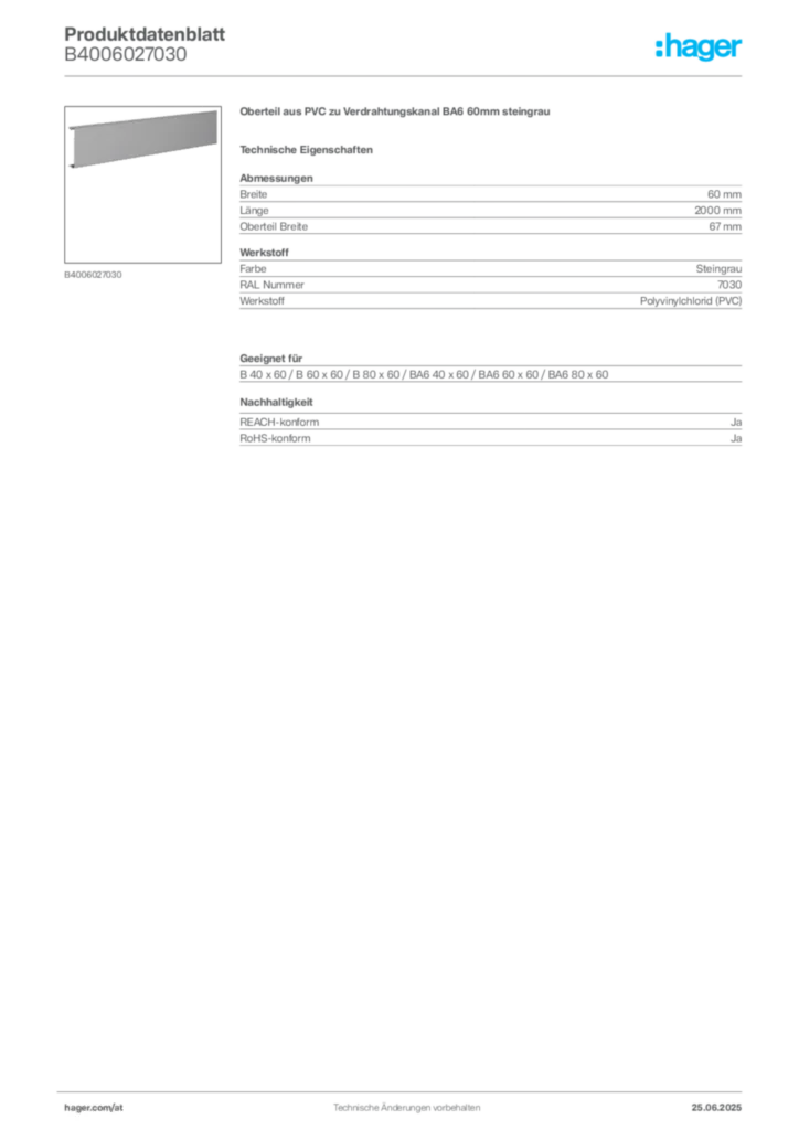 Bild Hager Produktdatenblatt B4006027030 | Hager Deutschland