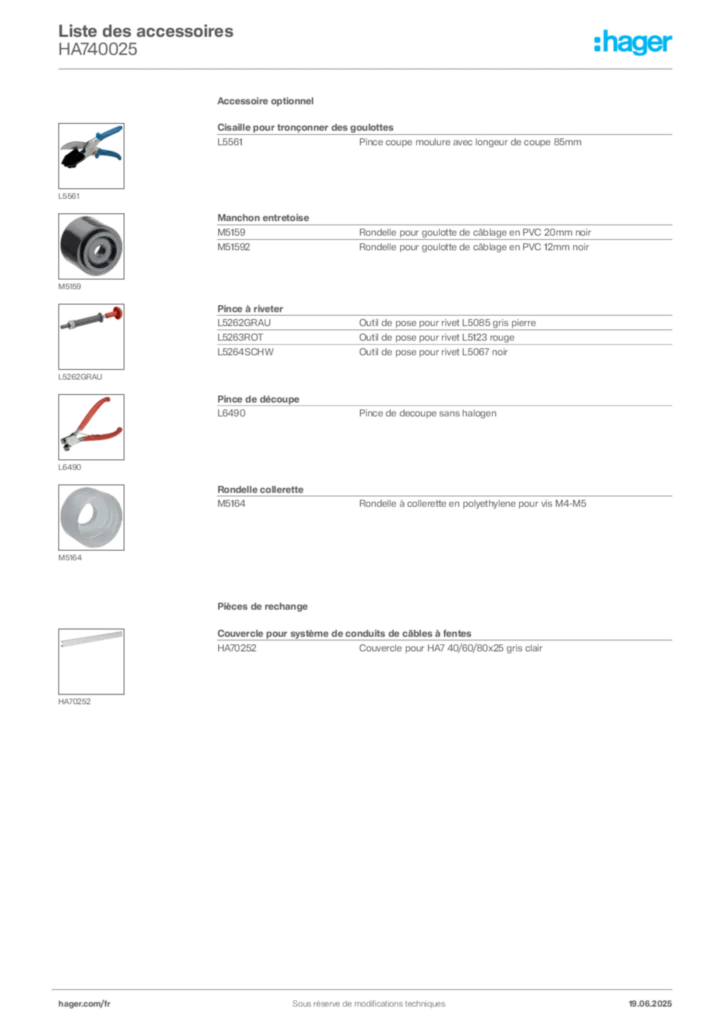 Image Hager Fiche technique du produit HA740025 | Hager France