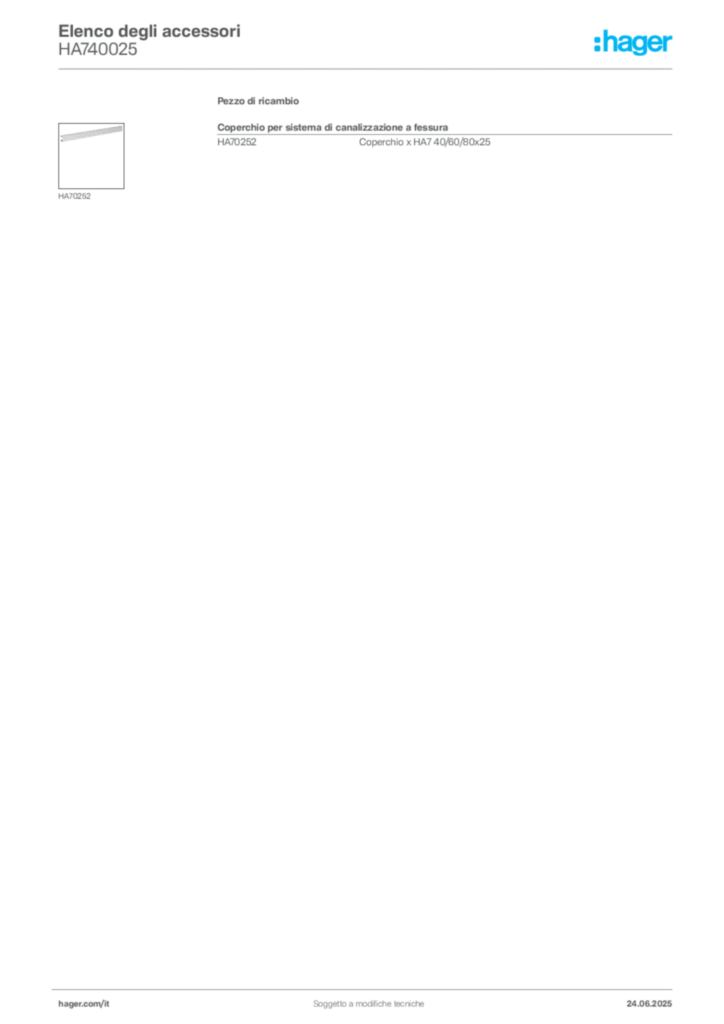 Immagine Hager Scheda tecnica del prodotto HA740025 | Hager Italia