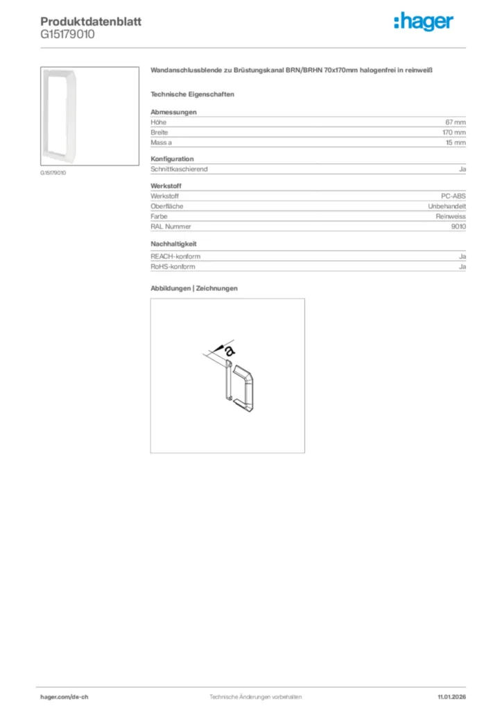 Bild Hager Produktdatenblatt G15179010 | Hager Schweiz