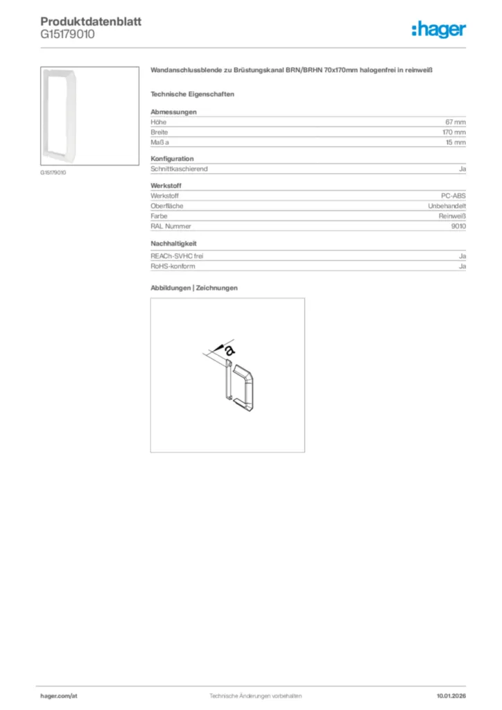 Bild Hager Produktdatenblatt G15179010 | Hager Deutschland