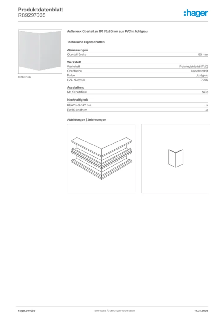 Bild Hager Produktdatenblatt R89297035 | Hager Deutschland