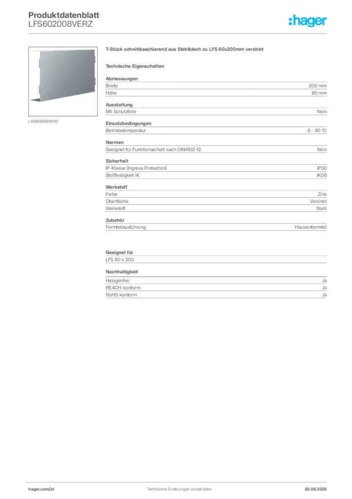 Bild Hager Produktdatenblatt LFS602008VERZ | Hager Deutschland