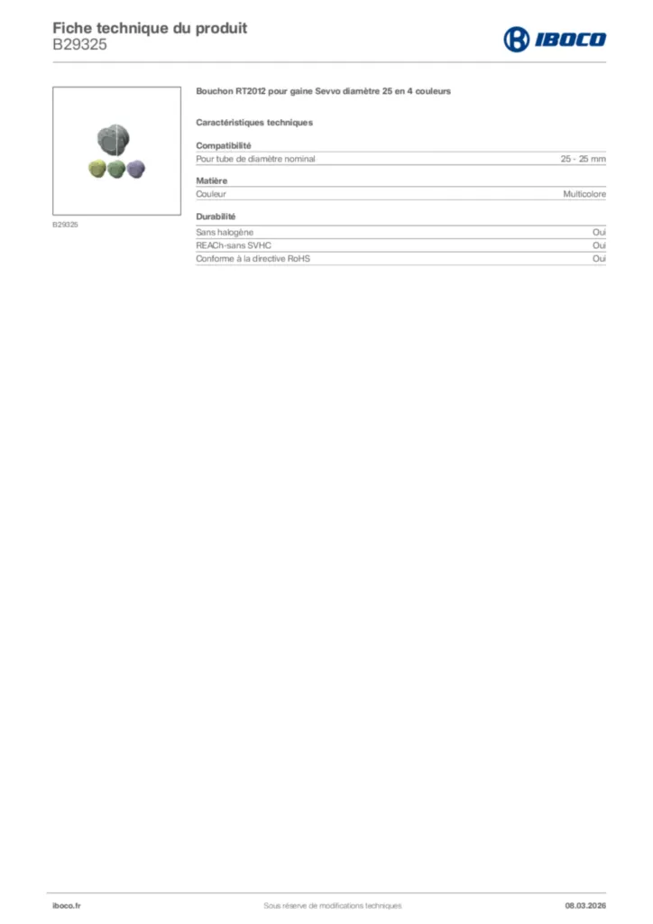 Image Iboco Fiche technique du produit B29325 | Hager France