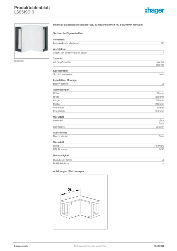 Bild Hager Produktdatenblatt L68519010 | Hager Deutschland