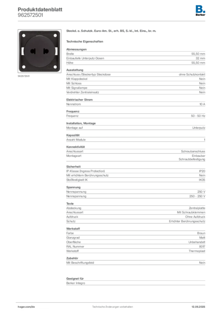 Berker Produktdatenblatt 962572501