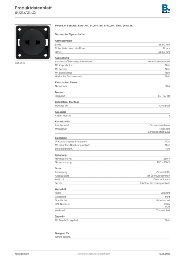 Berker Produktdatenblatt 962572503