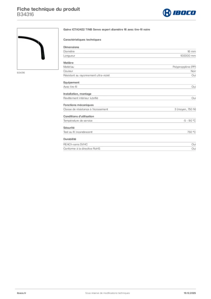 Image Iboco Fiche technique du produit B34316 | Hager France