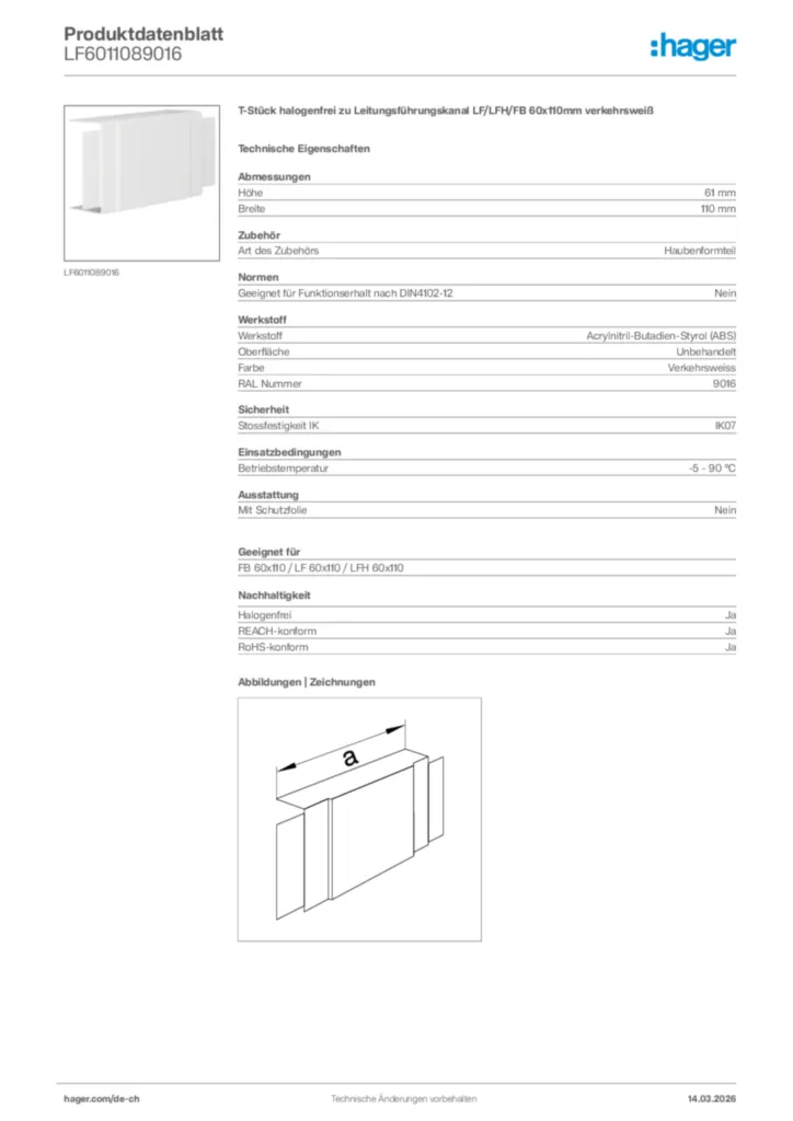 Bild Hager Produktdatenblatt LF6011089016 | Hager Schweiz