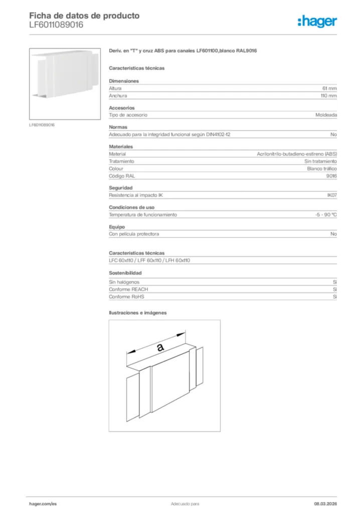 Imagen Hager Ficha de datos de producto LF6011089016 | Hager España