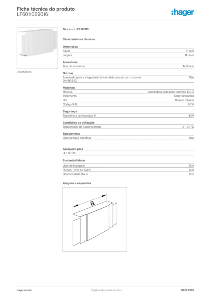 Imagem Hager Ficha técnica do produto LF6011089016 | Hager Portugal