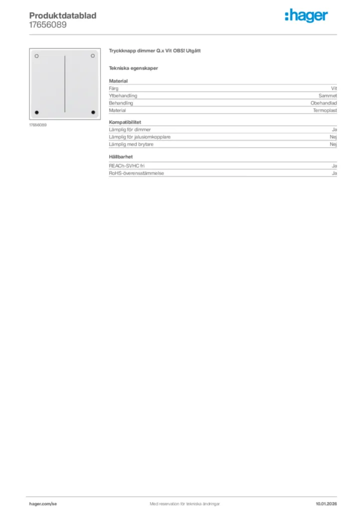 Bild Hager Produktdatablad 17656089 | Hager Sverige