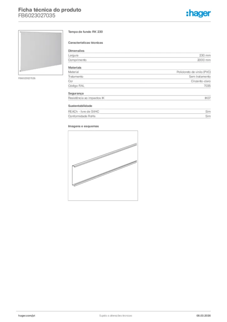 Imagem Hager Ficha técnica do produto FB6023027035 | Hager Portugal