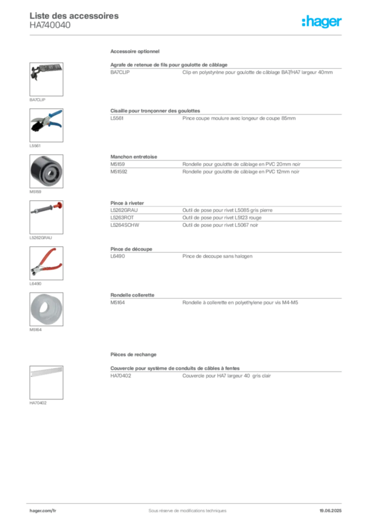 Image Hager Fiche technique du produit HA740040 | Hager France
