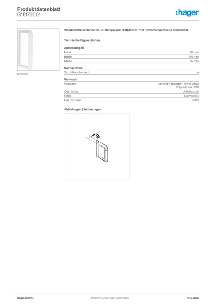 Bild Hager Produktdatenblatt G15179001 | Hager Deutschland