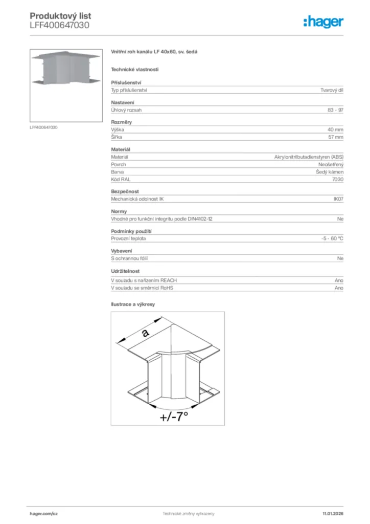 Obrázek Hager Product data sheet LFF400647030 | Hager
