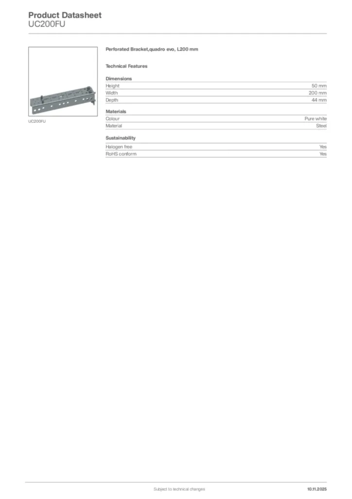 Image Hager Product data sheet UC200FU  | Hager Africa