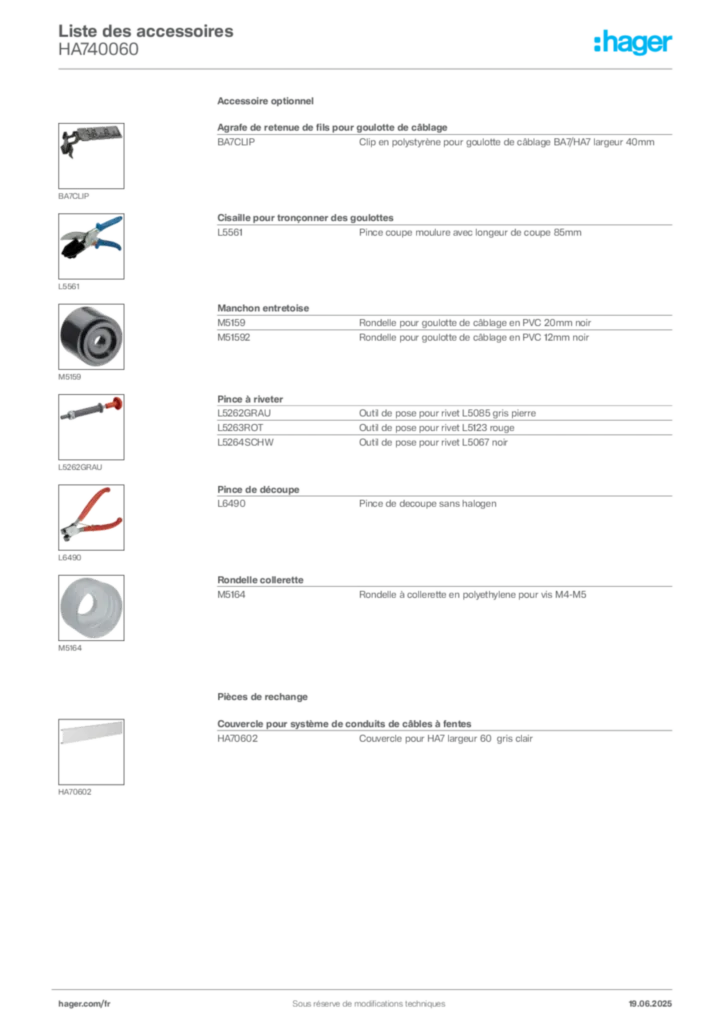 Image Hager Fiche technique du produit HA740060 | Hager France