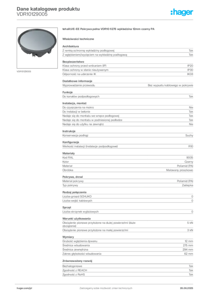 Zdjęcie Hager Karta katalogowa VDR10129005 | Hager Polska
