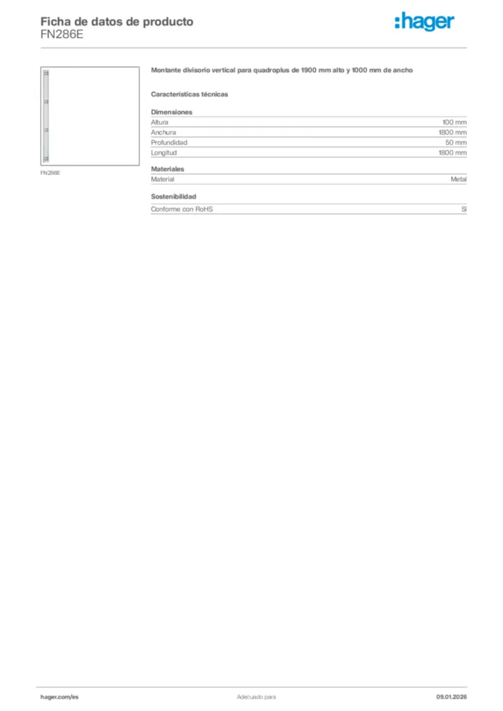 Imagen Hager Ficha de datos de producto FN286E | Hager España