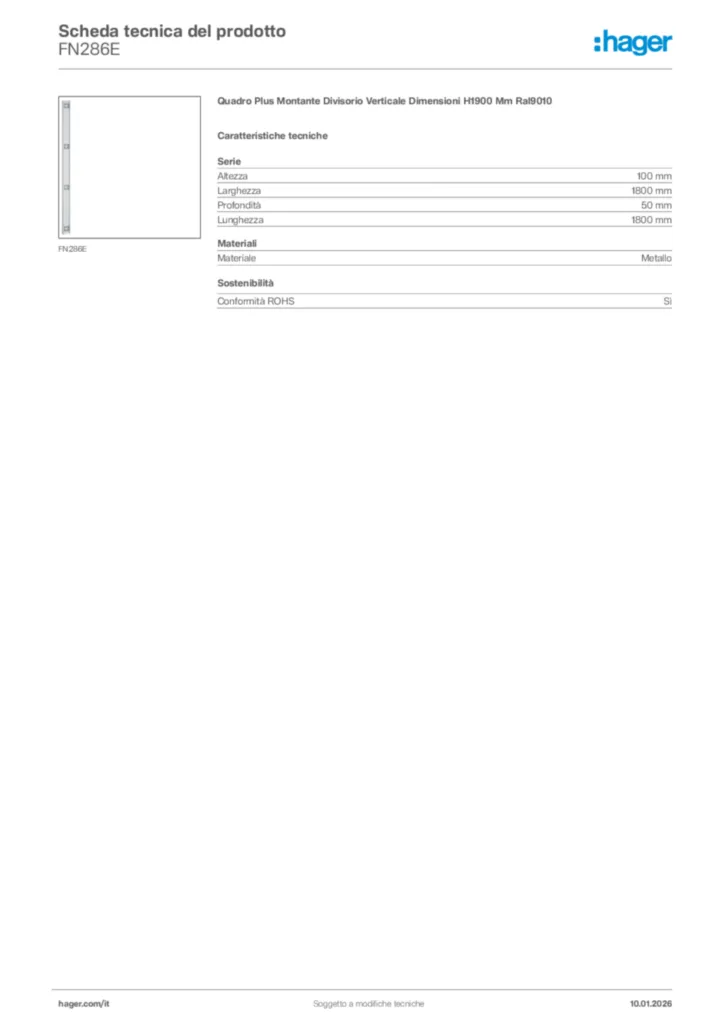 Immagine Hager Scheda tecnica del prodotto FN286E | Hager Italia