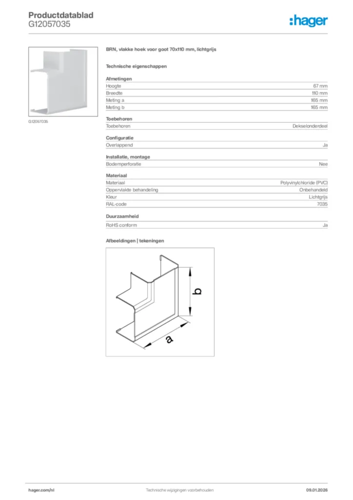 Afbeelding Hager Productdatablad G12057035 | Hager Nederland