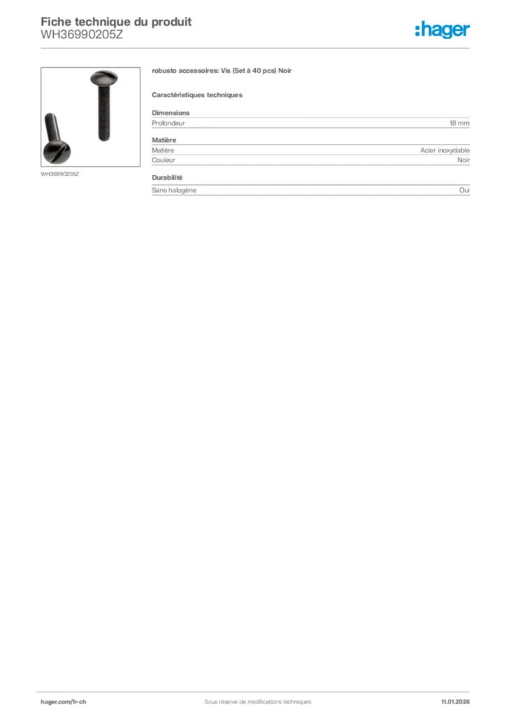 Image Hager Fiche technique du produit WH36990205Z | Hager Suisse