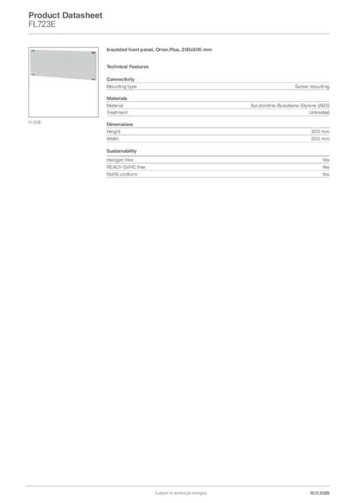 Image Hager Product data sheet FL723E  | Hager Africa