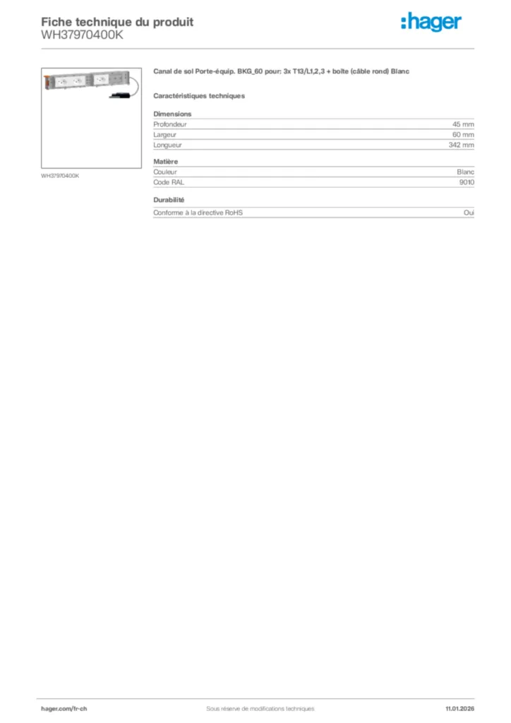 Image Hager Fiche technique du produit WH37970400K | Hager Suisse