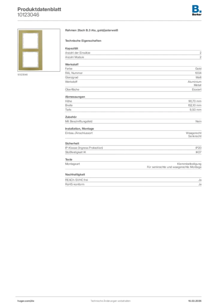 Bild Berker Produktdatenblatt 10123046 | Hager Deutschland