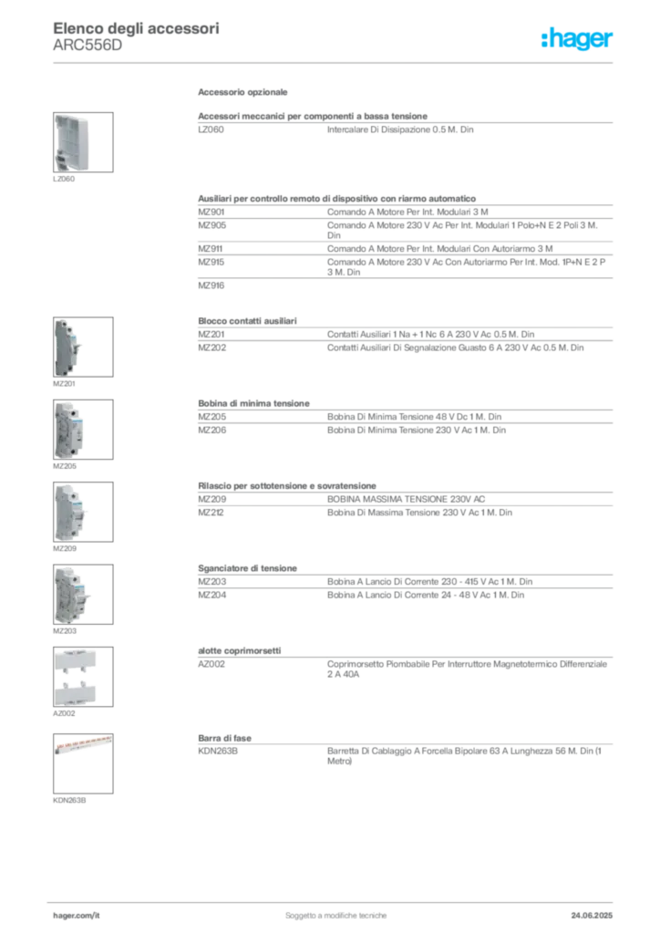 Immagine Hager Product data sheet ARC556D | Hager Italia