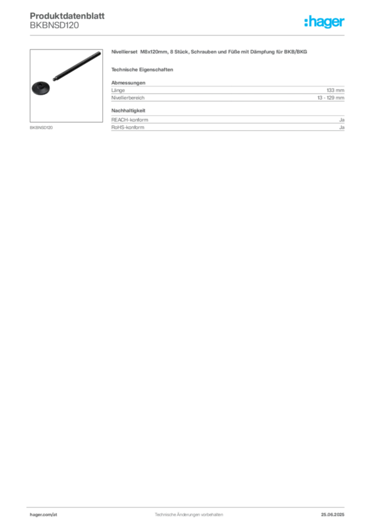Bild Hager Produktdatenblatt BKBNSD120 | Hager Deutschland